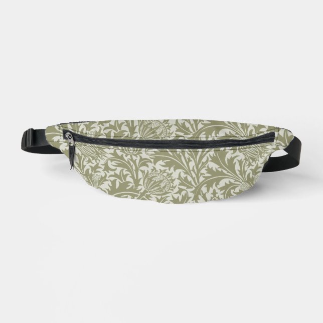 William Morris Thistle Sage Green Pattern Bum Bags (Front)