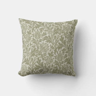 William Morris Thistle Sage Green Pattern Cushion
