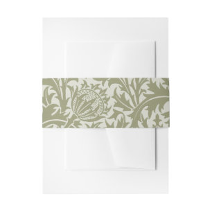 William Morris Thistle Sage Green Pattern Invitation Belly Band