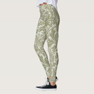 William Morris Thistle Sage Green Pattern Leggings