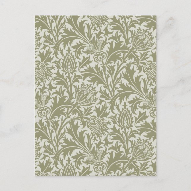 William Morris Thistle Sage Green Pattern Postcard (Front)