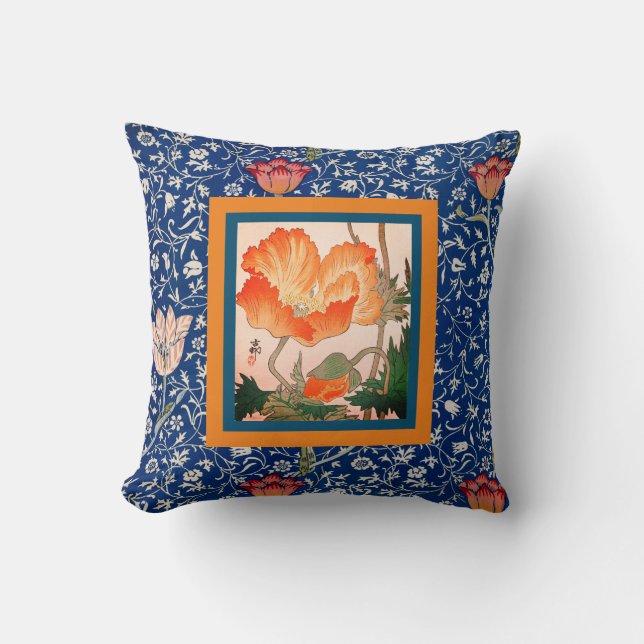 William Morris THROW PILLOW WITH TULIP AND POPPY (Front)