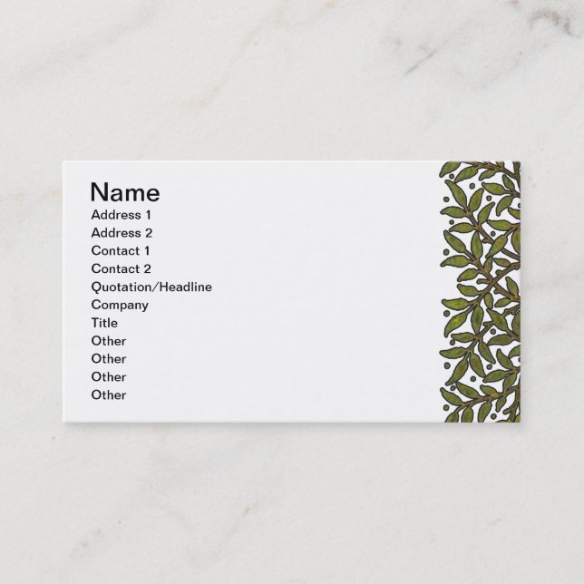 William Morris Tree Frieze Floral Wallpaper Business Card (Front)