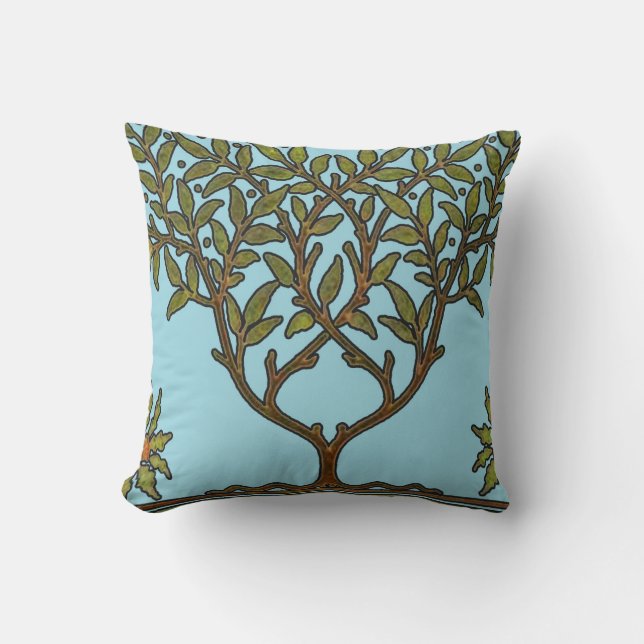William Morris Tree Frieze Floral Wallpaper Cushion (Front)