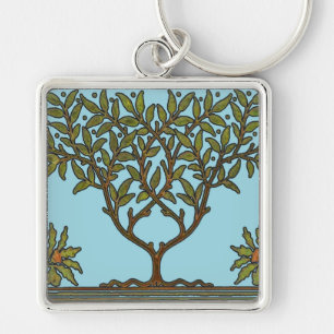 William Morris Tree Frieze Floral Wallpaper Key Ring