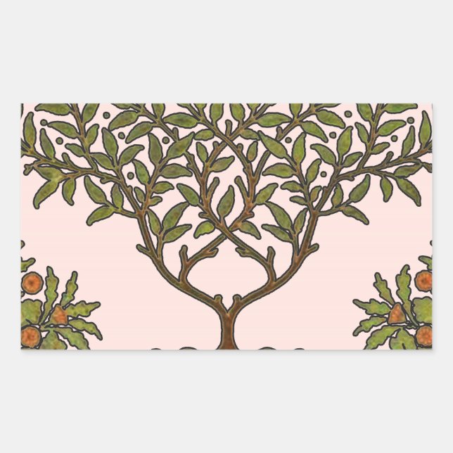 William Morris Tree Frieze Floral Wallpaper Rectangular Sticker (Front)