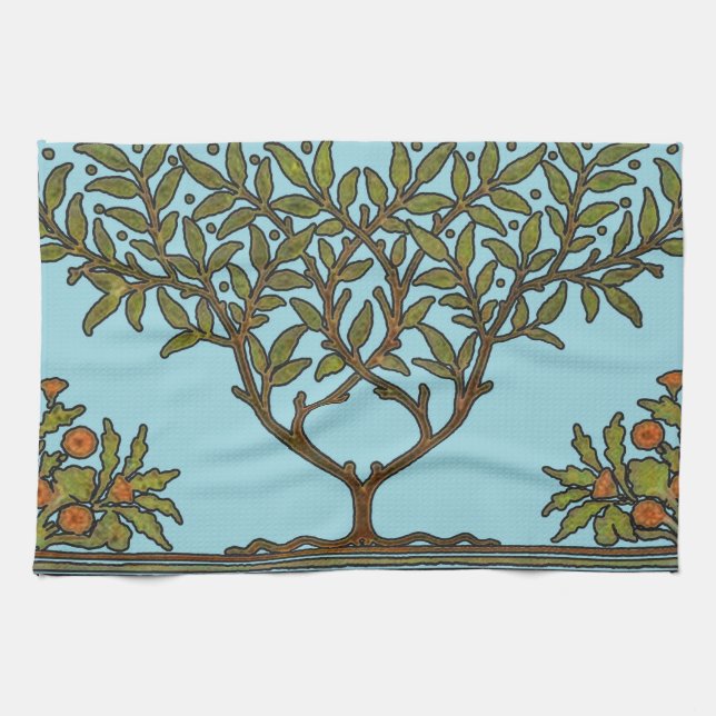 William Morris Tree Frieze Floral Wallpaper Tea Towel (Horizontal)