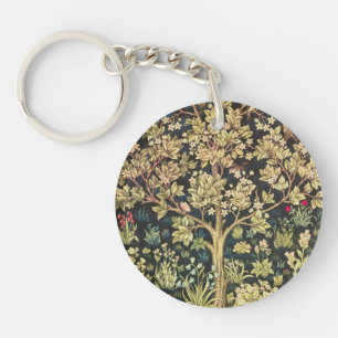 William Morris Tree Of Life Floral Vintage Art Key Ring