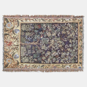 William Morris Tree Of Life Floral Vintage Art Throw Blanket