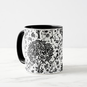 William Morris Tree of Life Pattern, Black & White Mug