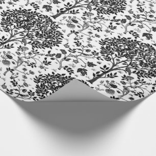 William Morris Tree of Life Pattern, Black & White Wrapping Paper