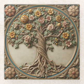 William Morris tree of life Vintage pre-raphaelite Glass Coaster