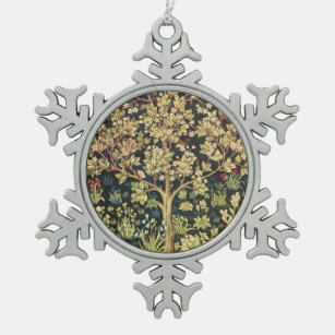 William Morris Tree Of Life Vintage Pre-Raphaelite Snowflake Pewter Christmas Ornament