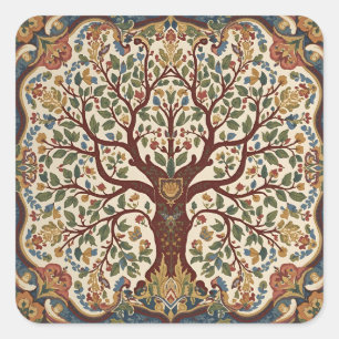 William Morris Tree Of Life Vintage Pre-Raphaelite Square Sticker