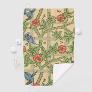 William Morris Trellis Classic Wallpaper Design  Golf Towel