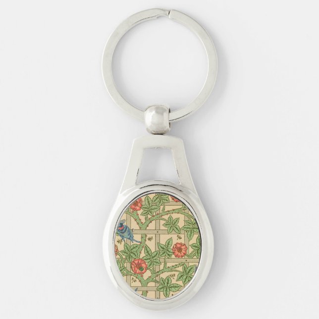 William Morris Trellis Classic Wallpaper Design  Key Ring (Front)