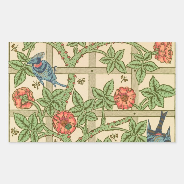 William Morris Trellis Classic Wallpaper Design  Rectangular Sticker (Front)