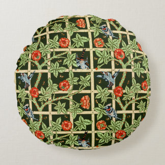 William Morris Trellis Pattern in Green Round Cushion