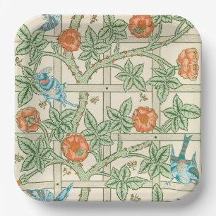 William Morris Trellis Victorian Wallpaper Paper Plate