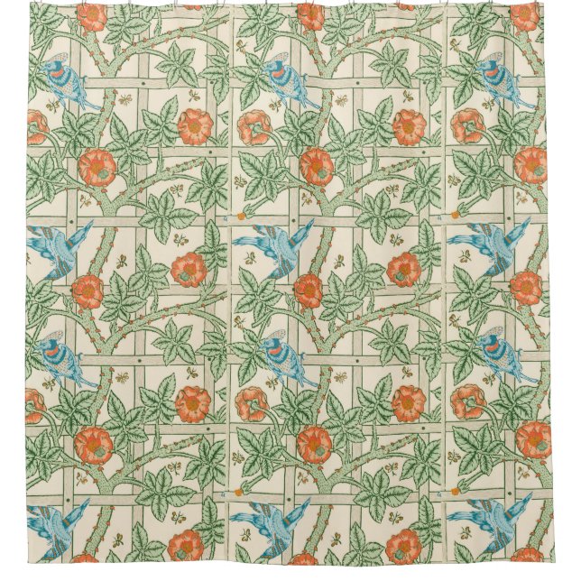 William Morris Trellis Victorian Wallpaper Shower Curtain (Front)
