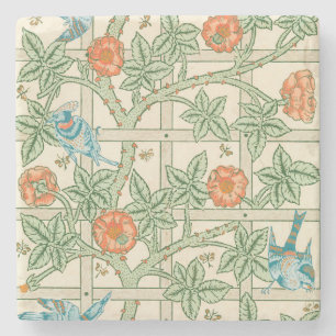 William Morris Trellis Victorian Wallpaper Stone Coaster