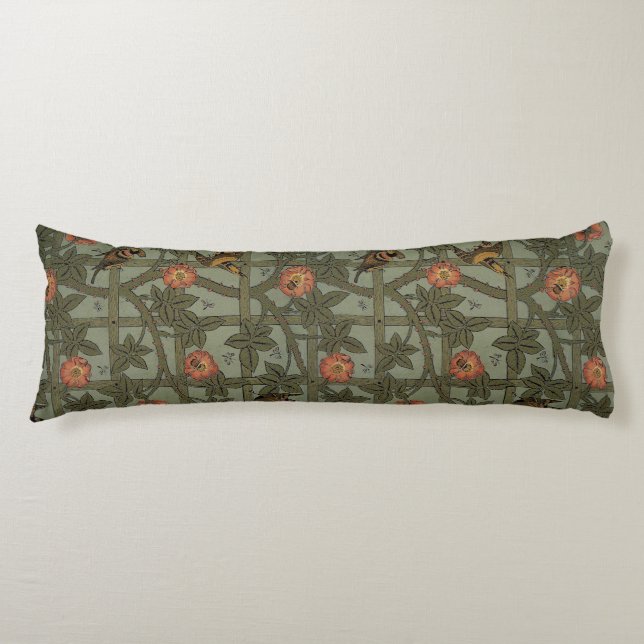 William Morris Trellis Wallpaper Art Body Cushion (Front)