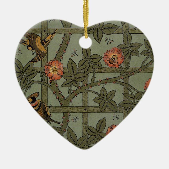 William Morris Trellis Wallpaper Art Ceramic Tree Decoration (Front)