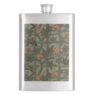 William Morris Trellis Wallpaper Art Hip Flask