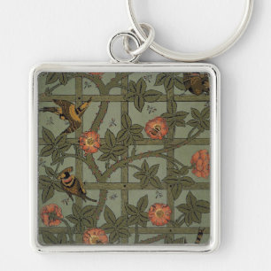 William Morris Trellis Wallpaper Art Key Ring