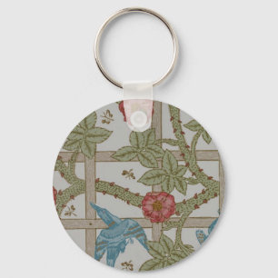 William Morris Trellis Wallpaper Art Key Ring