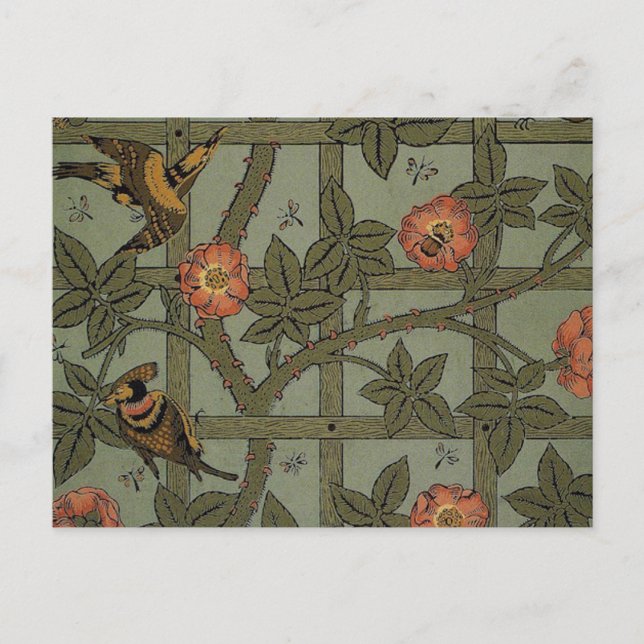 William Morris Trellis Wallpaper Art Postcard (Front)