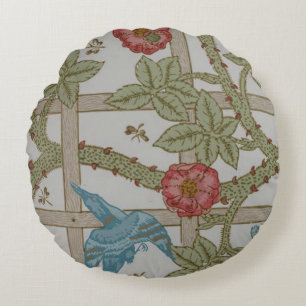 William Morris Trellis Wallpaper Art Round Cushion