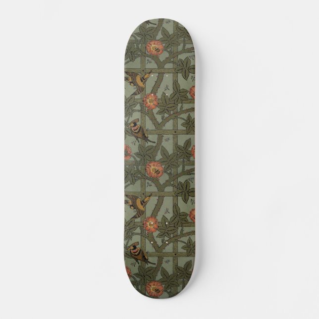 William Morris Trellis Wallpaper Art Skateboard (Front)