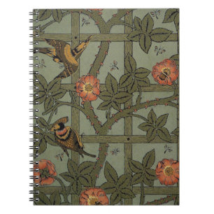 William Morris Trellis Wallpaper Art Spiral Notebook