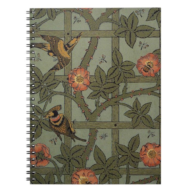 William Morris Trellis Wallpaper Art Spiral Notebook (Front)