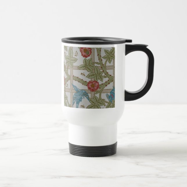 William Morris Trellis Wallpaper Art Travel Mug (Right)