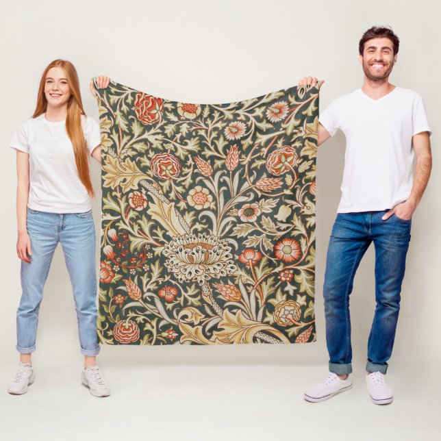 William Morris Trent Garden Flower Classic Botanic Fleece Blanket (In Situ)