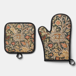 William Morris Trent Garden Flower Classic Botanic Oven Mitt & Pot Holder Set