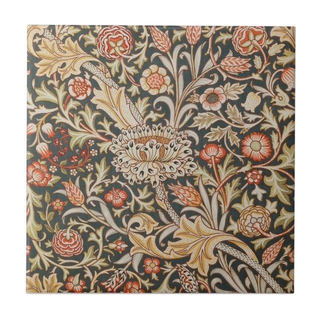 William Morris Trent Garden Flower Classic Botanic Tile (Front)
