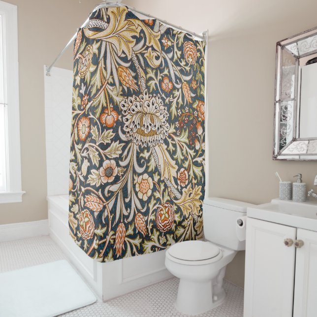 William Morris Trent Garden Flower Pattern Classic Shower Curtain (In Situ)
