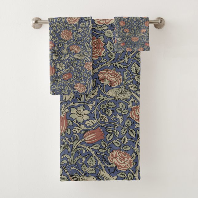 William Morris Tudor Rose Wallpaper Bath Towel Set (Insitu)
