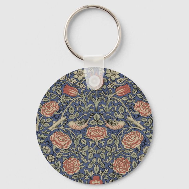 William Morris Tudor Rose Wallpaper Key Ring (Front)