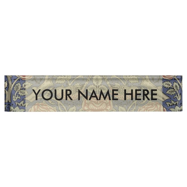 William Morris Tudor Rose Wallpaper Nameplate (Front)