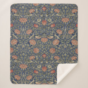 William Morris Tudor Rose Wallpaper Sherpa Blanket