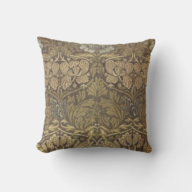 William Morris Tulip and Rose Pattern Cushion (Front)