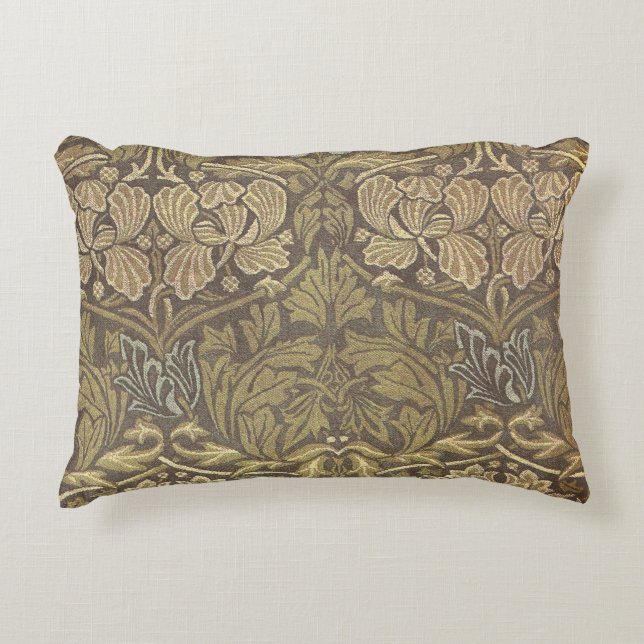 William Morris Tulip and Rose Pattern Decorative Cushion (Front)
