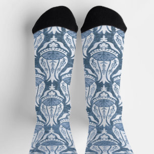 William Morris Tulip and Trellis Blue Floral Art Socks