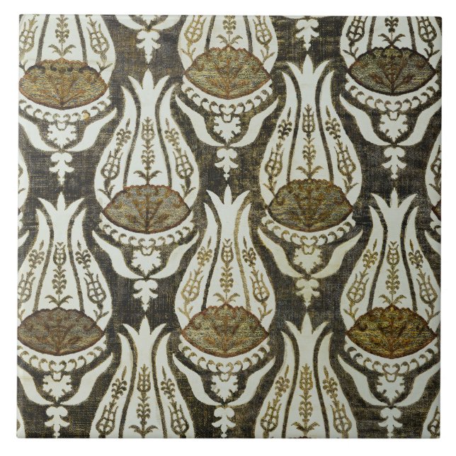 William Morris Tulip and Trellis Blue Floral Art Tile (Front)