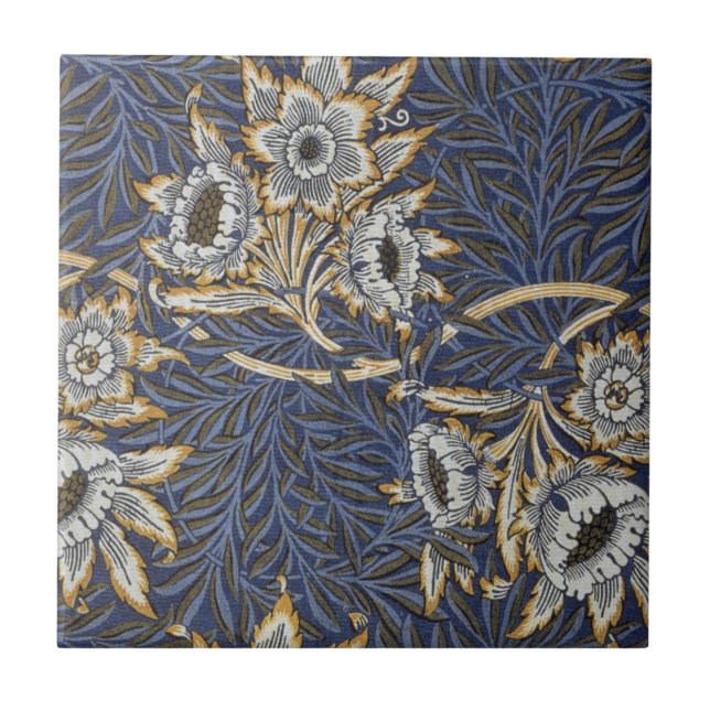 William Morris Tulip and Willow Floral Pattern Tile (Front)