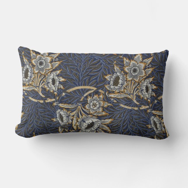 william morris tulip and willow tapestry pattern lumbar cushion (Front)